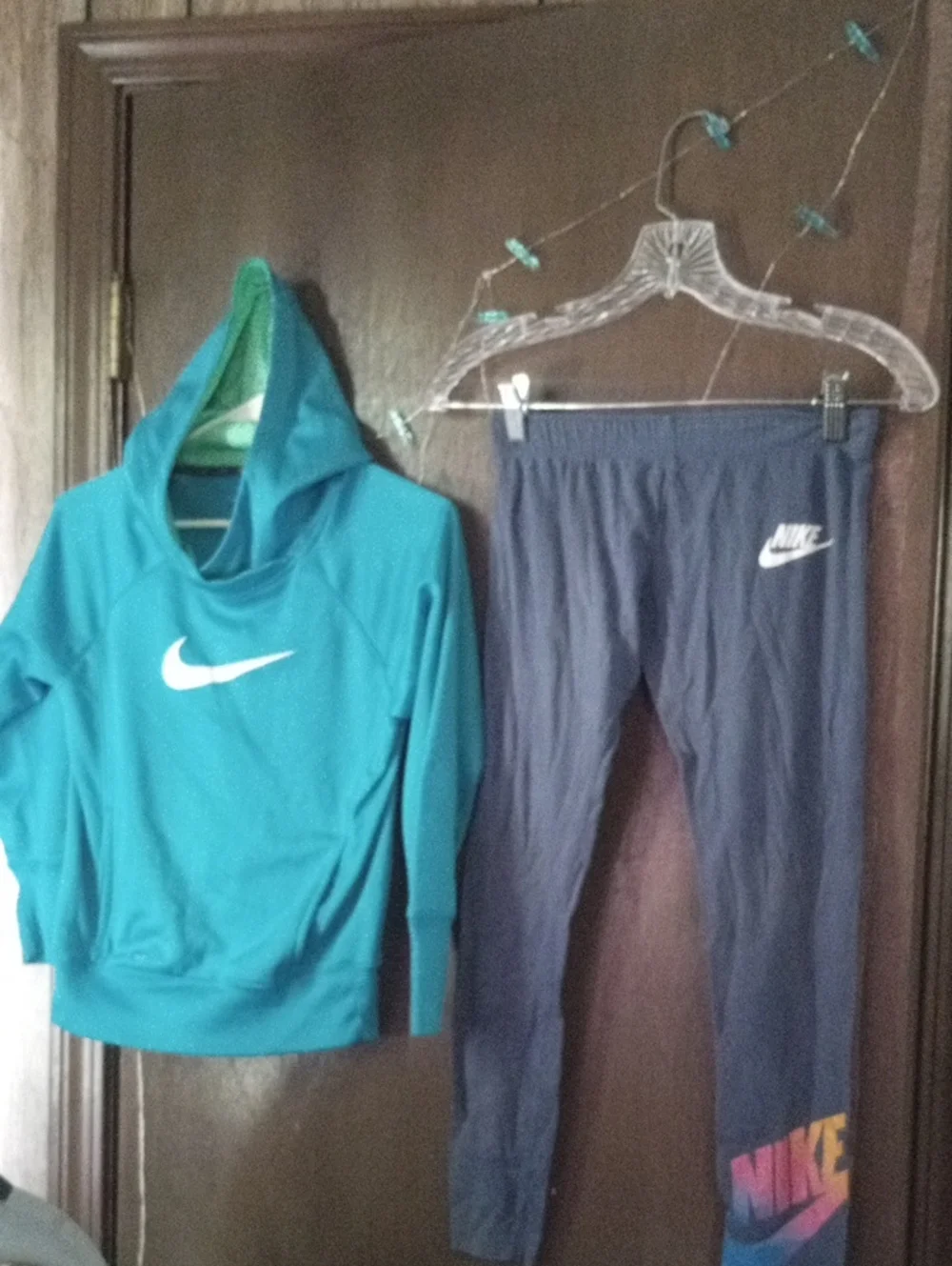 Nike Teal Hoodie with Navy Leggings - Girls Athletic Set